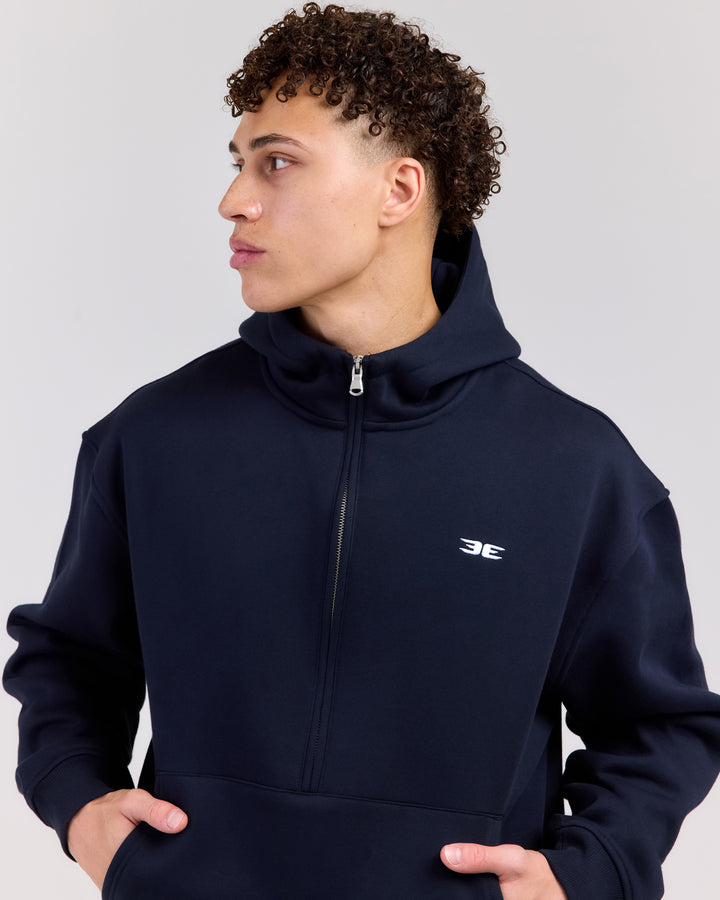 Classic Half Zip Hoodie - Navy