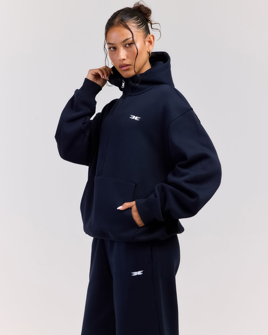 Classic Half Zip Hoodie - Navy