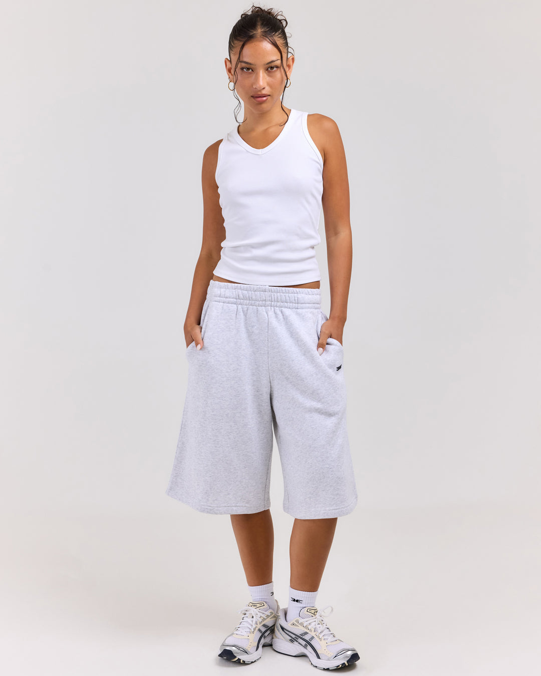 Omni Oversized Shorts - Grey Marle