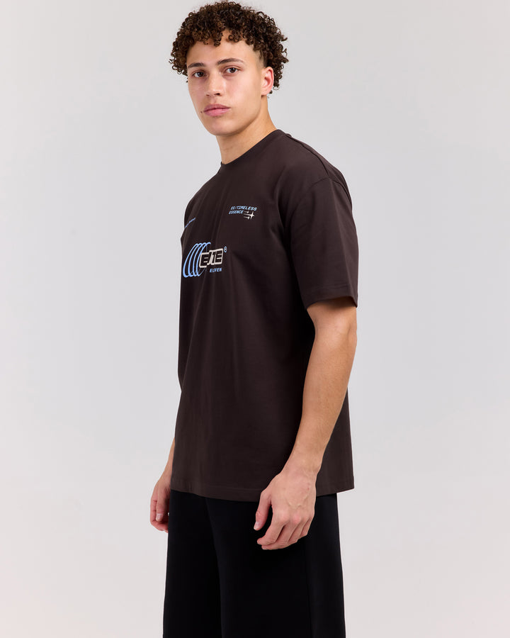 Retro Tee - Coffee Bean/Baby Blue