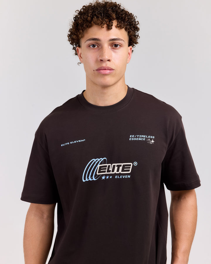 Retro Tee - Coffee Bean/Baby Blue