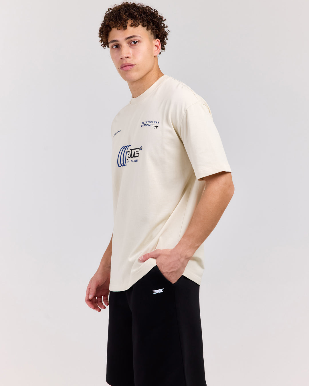 Retro Tee - Beige/Blue