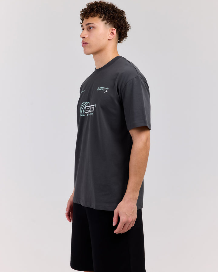 Retro Tee - Charcoal/Mint
