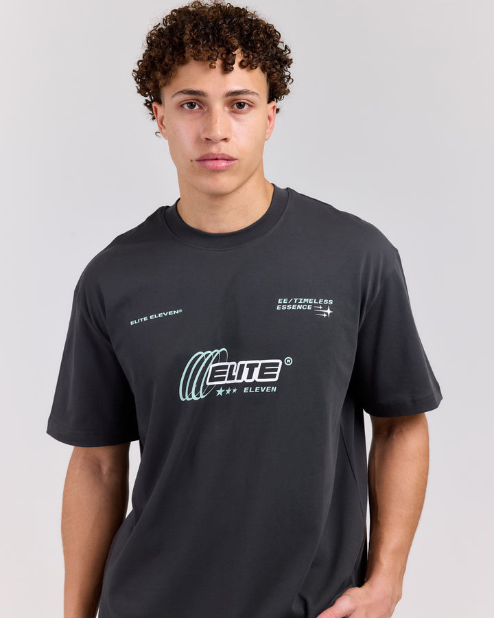 Retro Tee - Charcoal/Mint