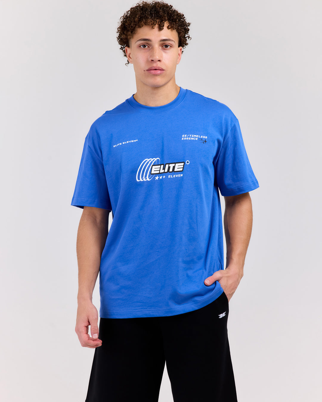 Retro Tee - Electric Blue/White