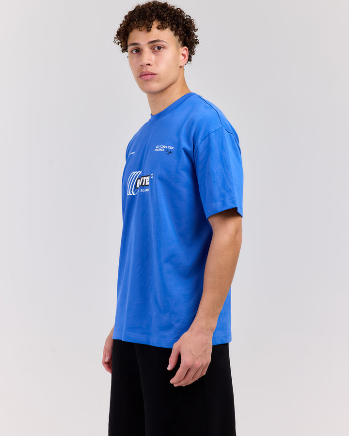 Retro Tee - Electric Blue/White
