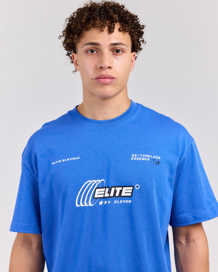 Retro Tee - Electric Blue/White