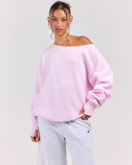 Omni Off Shoulder Crewneck - Pink
