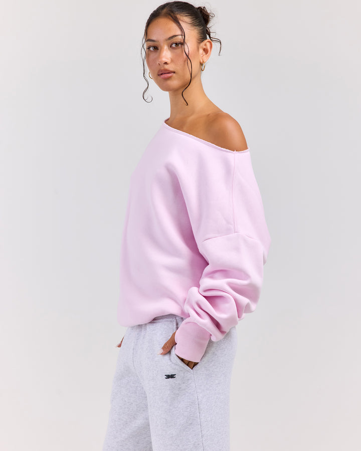 Omni Off Shoulder Crewneck - Pink