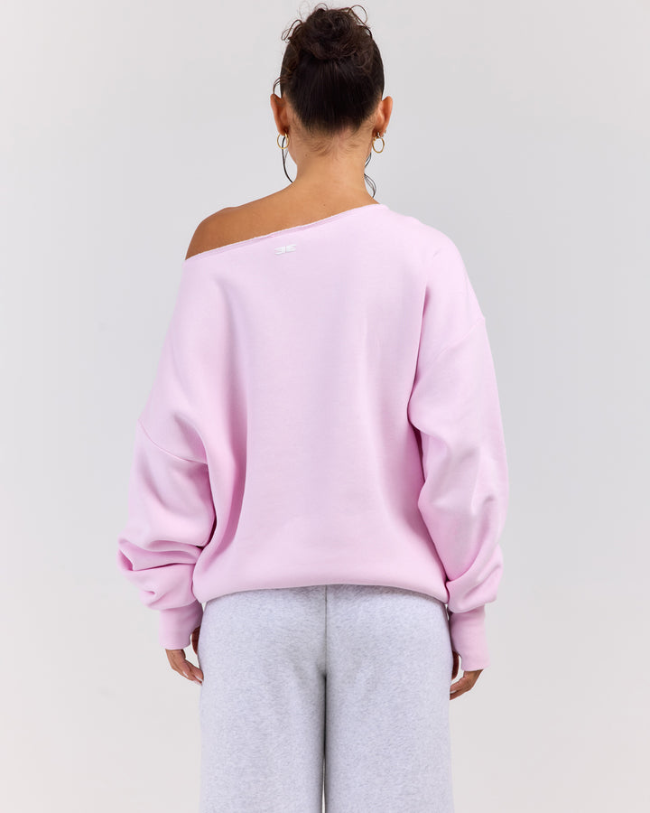 Omni Off Shoulder Crewneck - Pink