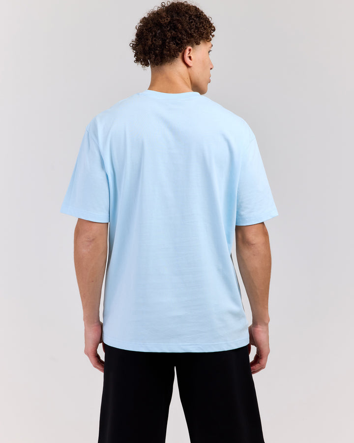 Badge Tee - Baby Blue/Coffee Bean