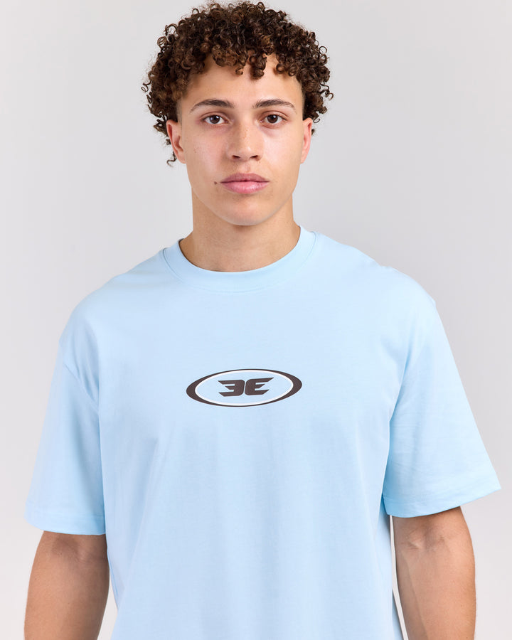 Badge Tee - Baby Blue/Coffee Bean