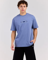 Badge Tee - Dusty Blue/Navy