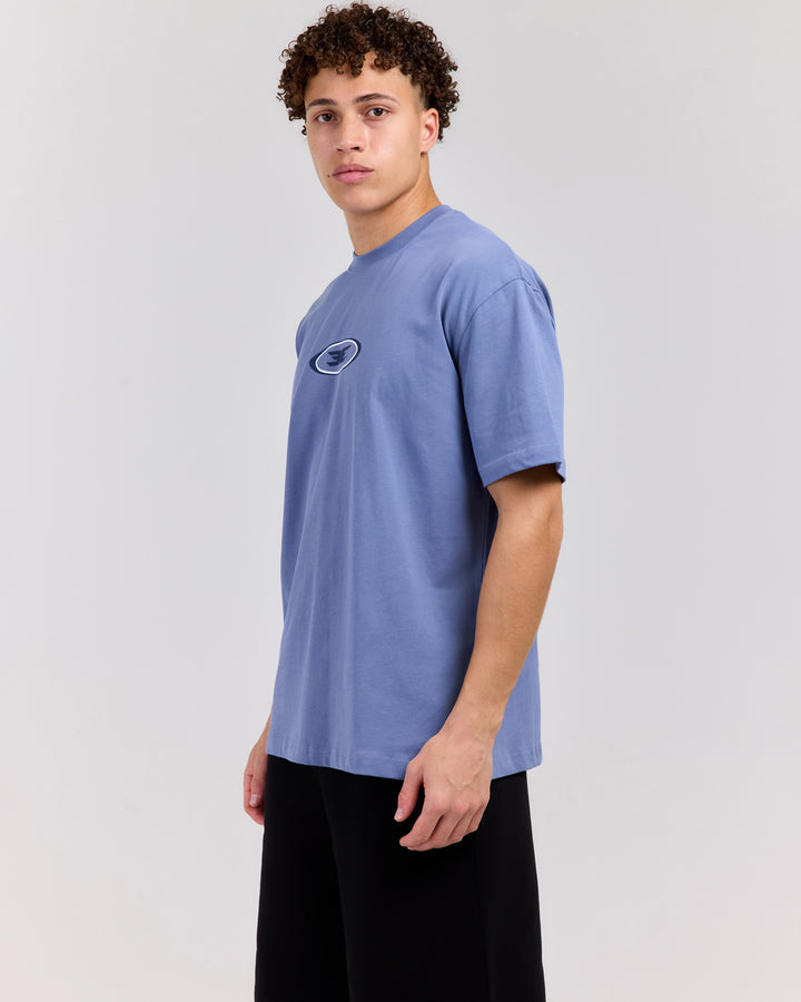 Badge Tee - Dusty Blue/Navy