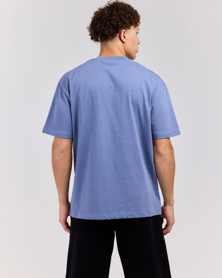 Badge Tee - Dusty Blue/Navy