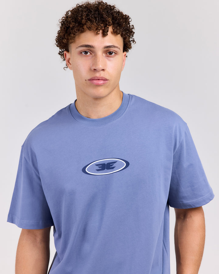 Badge Tee - Dusty Blue/Navy