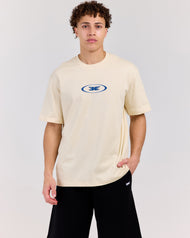 Badge Tee - Ecru/Dusty Blue