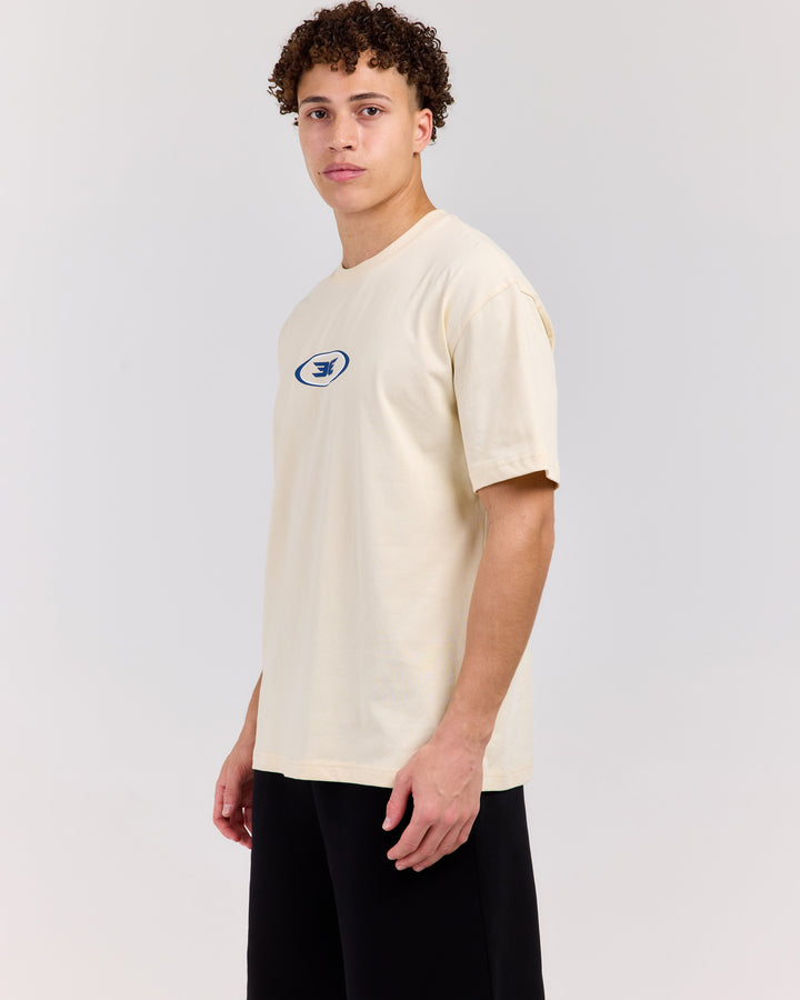 Badge Tee - Ecru/Dusty Blue