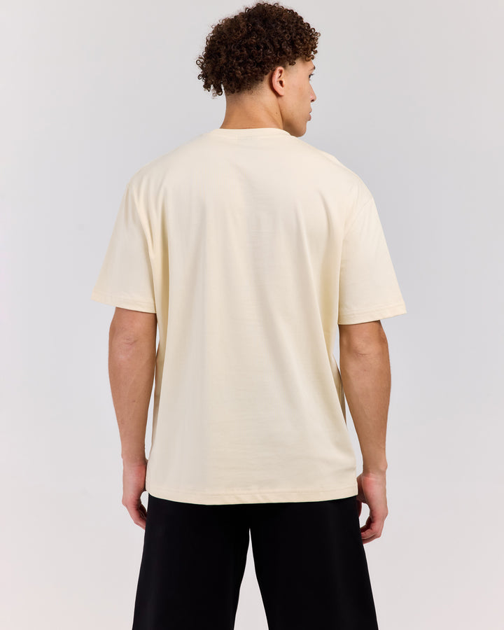 Badge Tee - Ecru/Dusty Blue