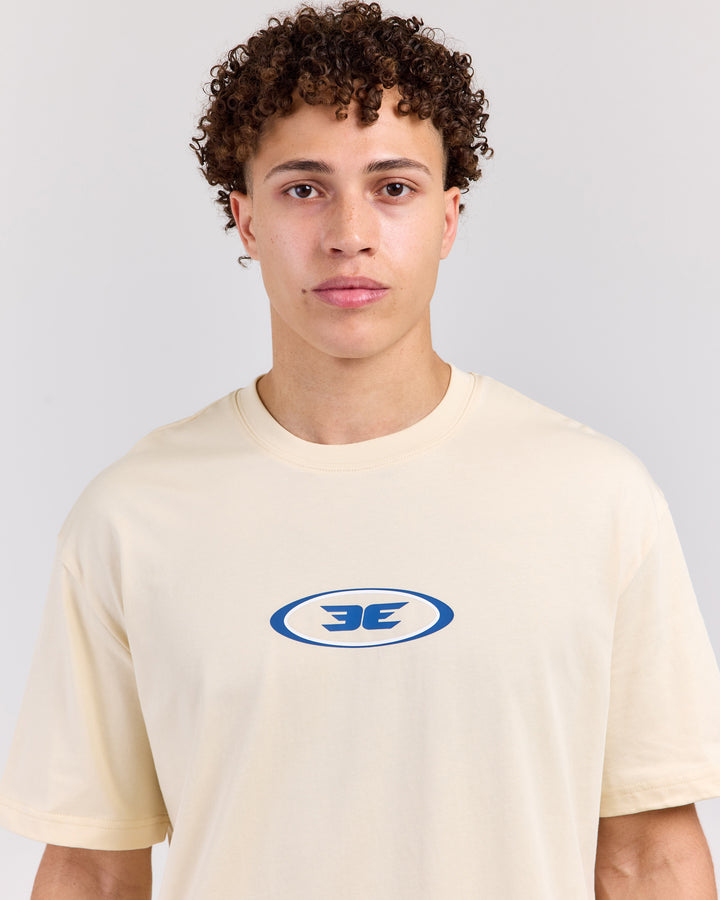 Badge Tee - Ecru/Dusty Blue