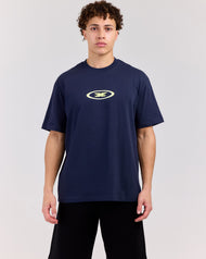 Badge Tee - Navy/Lime