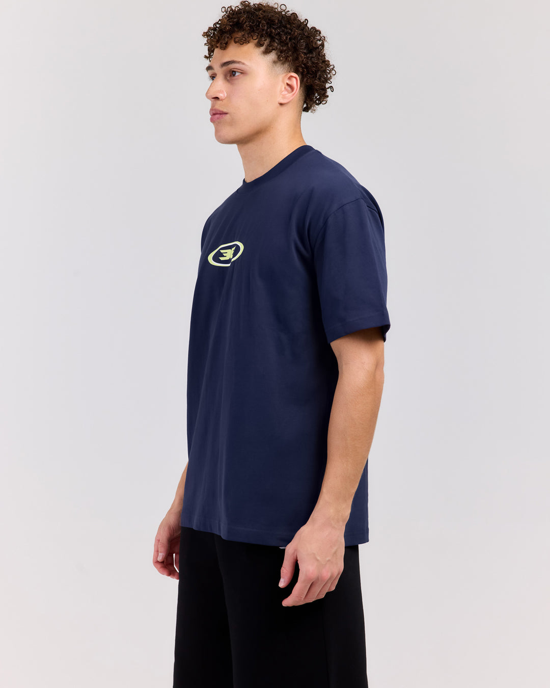 Badge Tee - Navy/Lime