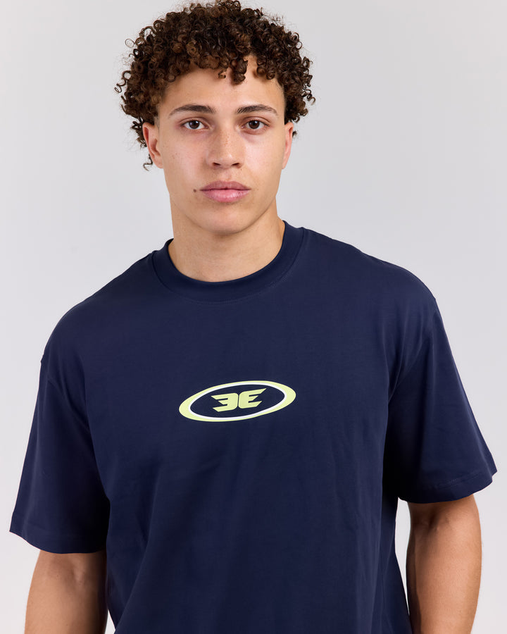 Badge Tee - Navy/Lime