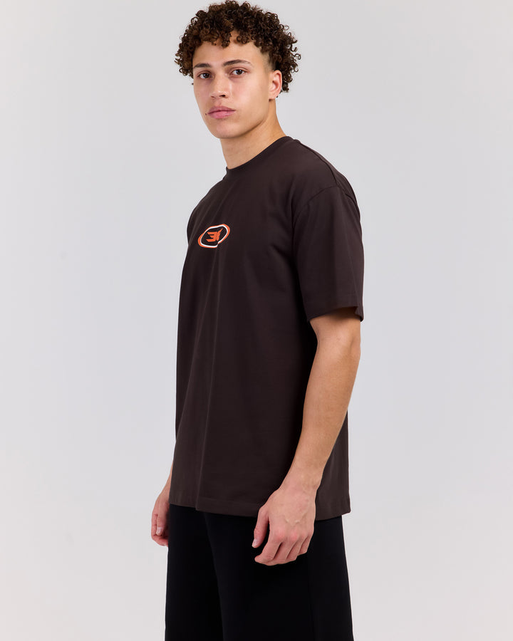 Badge Tee - Coffee Bean/Orange