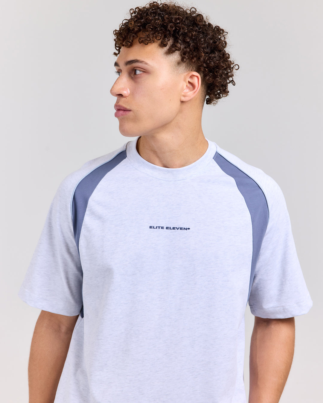 Panel Tee - Grey Marle/Dusty Blue
