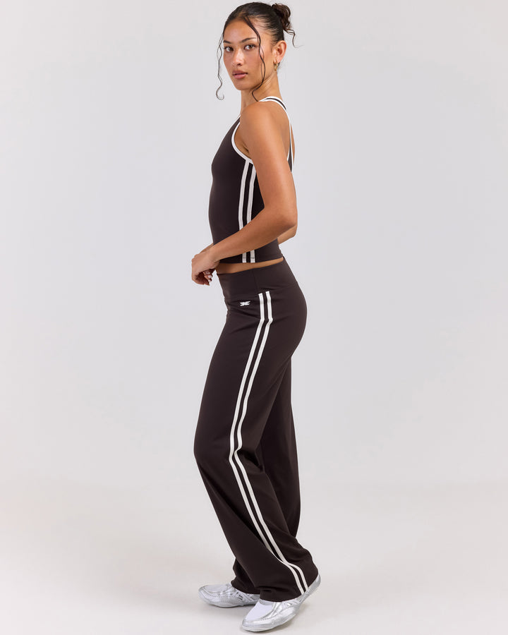 Airey Stripe Pants - Coffee/White