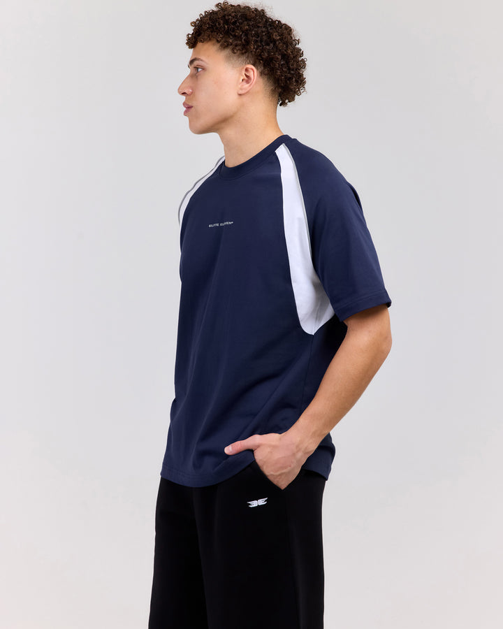 Panel Tee - Navy/White