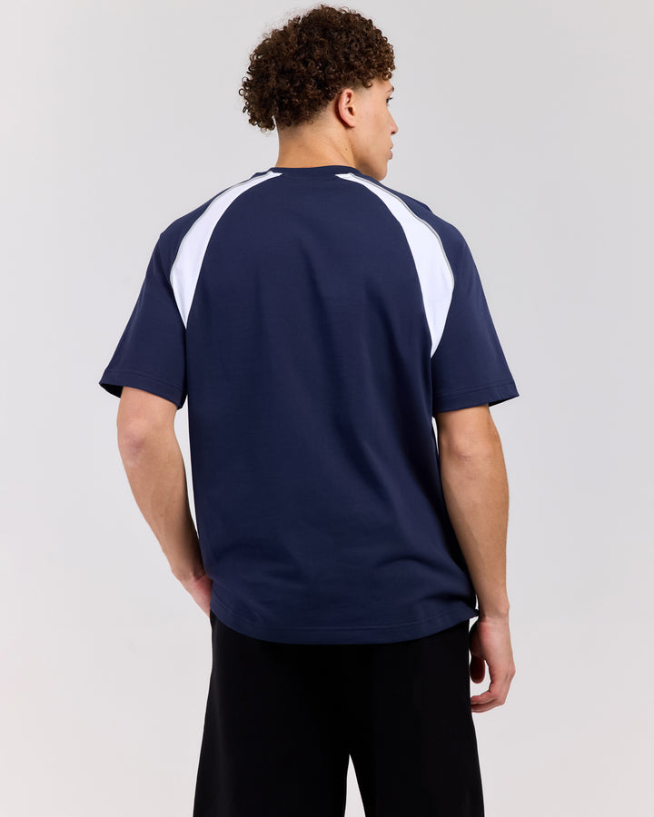 Panel Tee - Navy/White