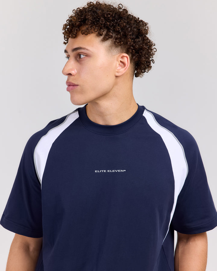 Panel Tee - Navy/White