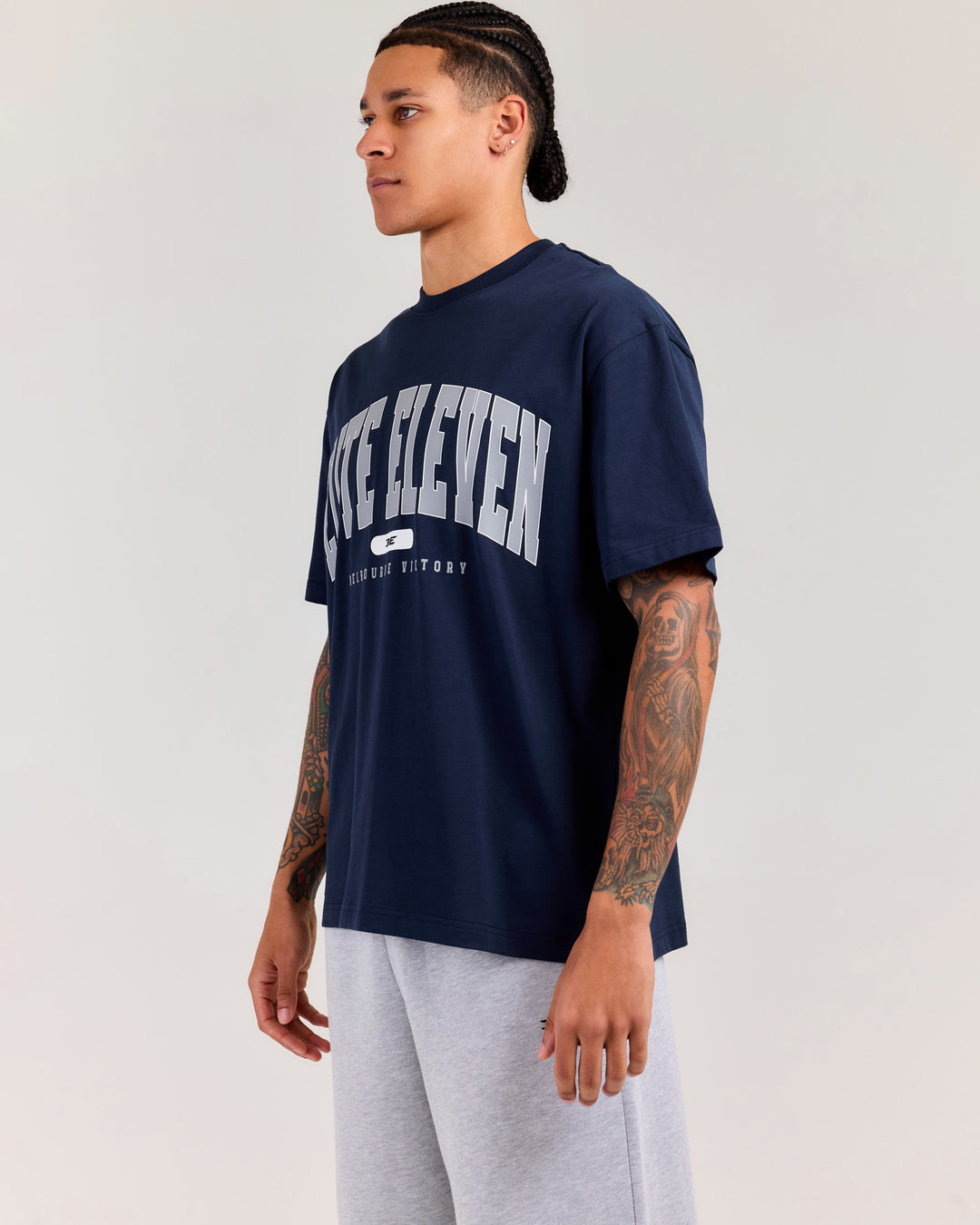 Men's Victory College Oversized Tee - Navy/White/Grey