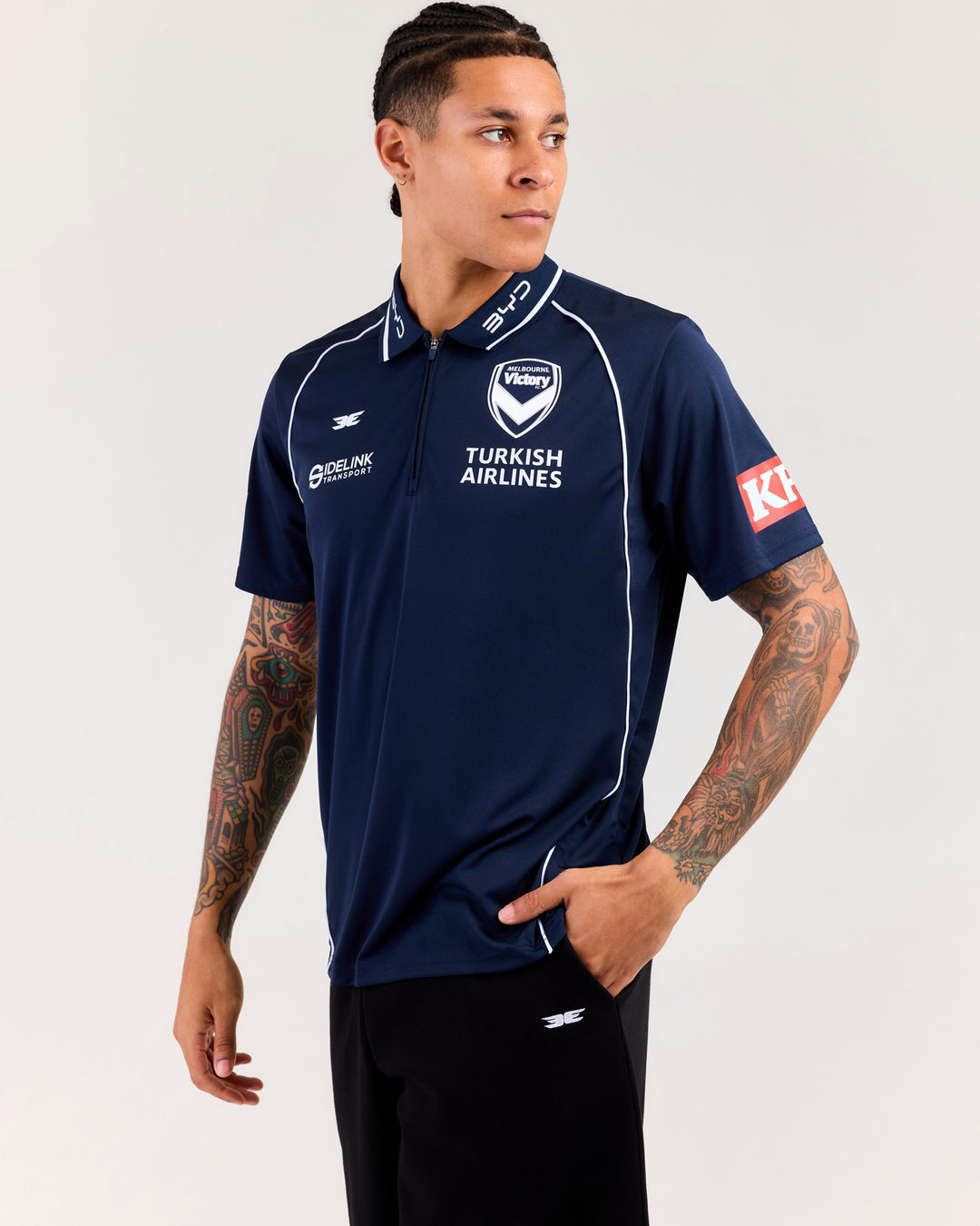 MVFC Men's Media Polo - Navy/Grey/White