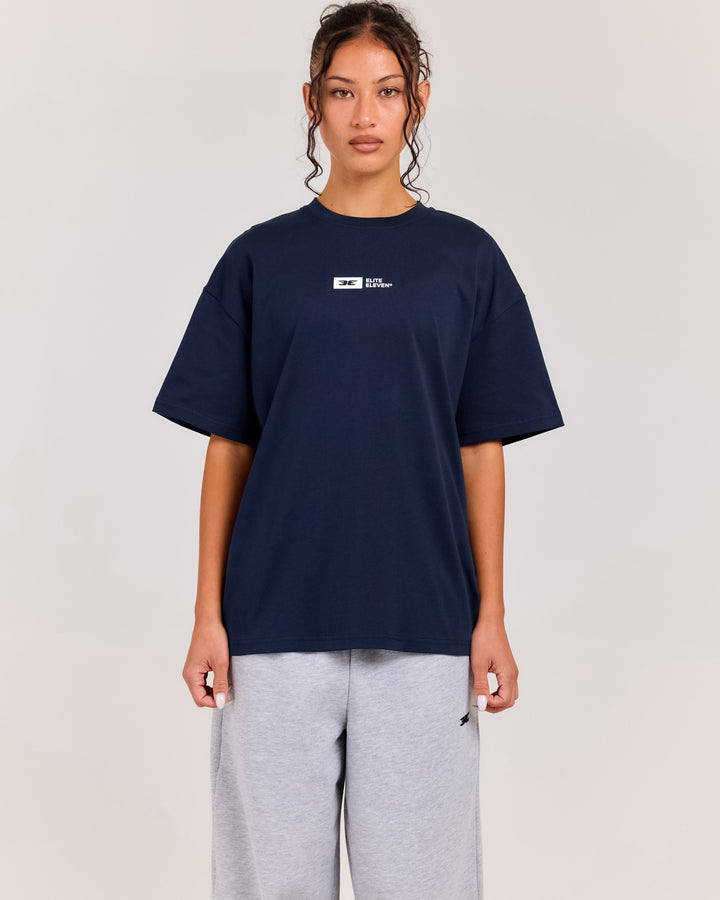 Women's Victory Express Oversized Tee - Navy/White