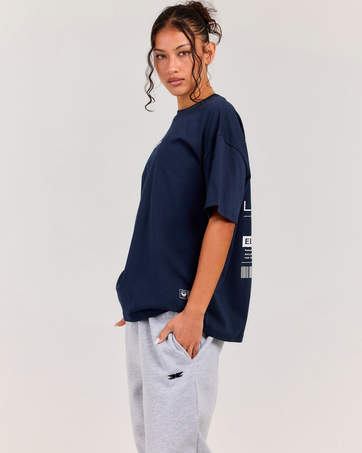 Women's Victory Express Oversized Tee - Navy/White