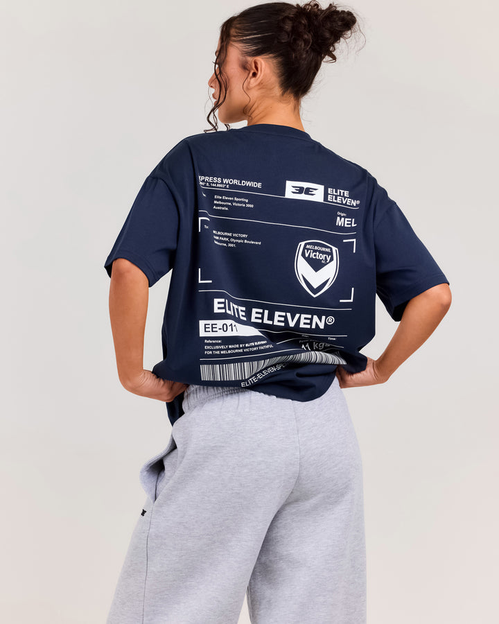 Women's Victory Express Oversized Tee - Navy/White
