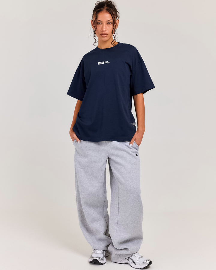 Women's Victory Express Oversized Tee - Navy/White