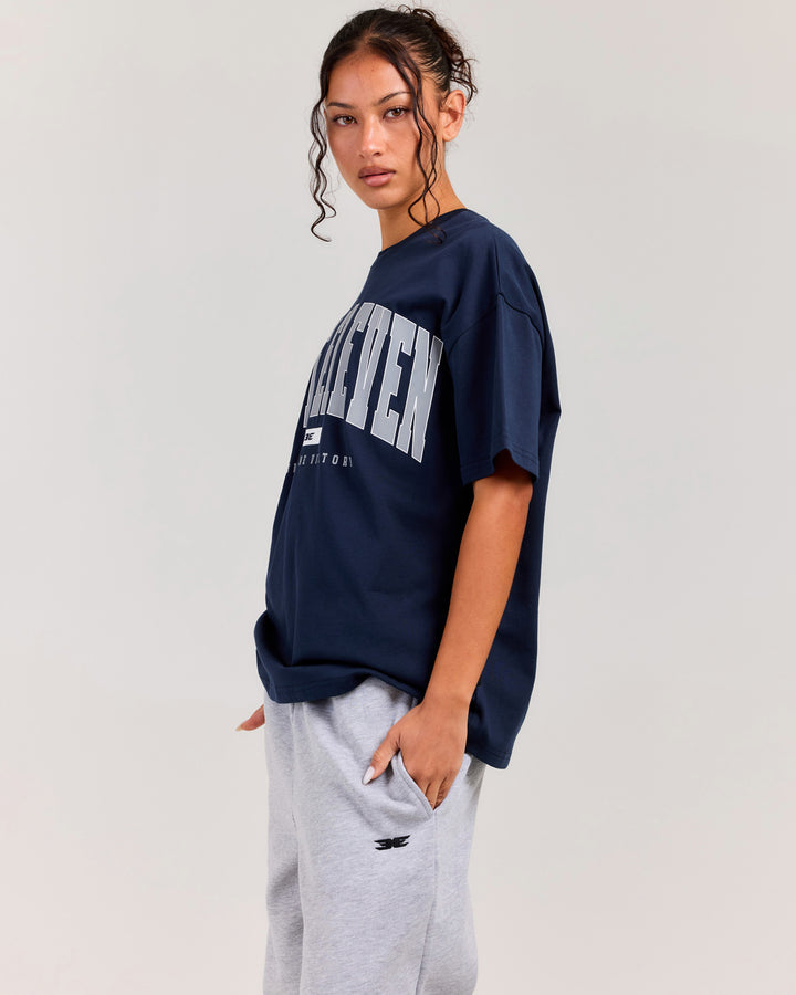 Women's Victory College Oversized Tee - Navy/White/Grey