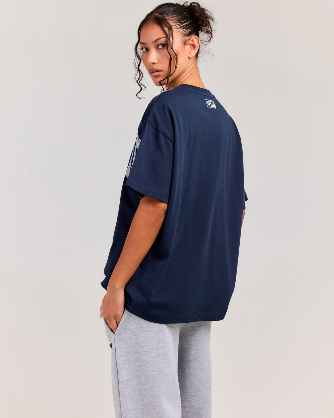 Women's Victory College Oversized Tee - Navy/White/Grey