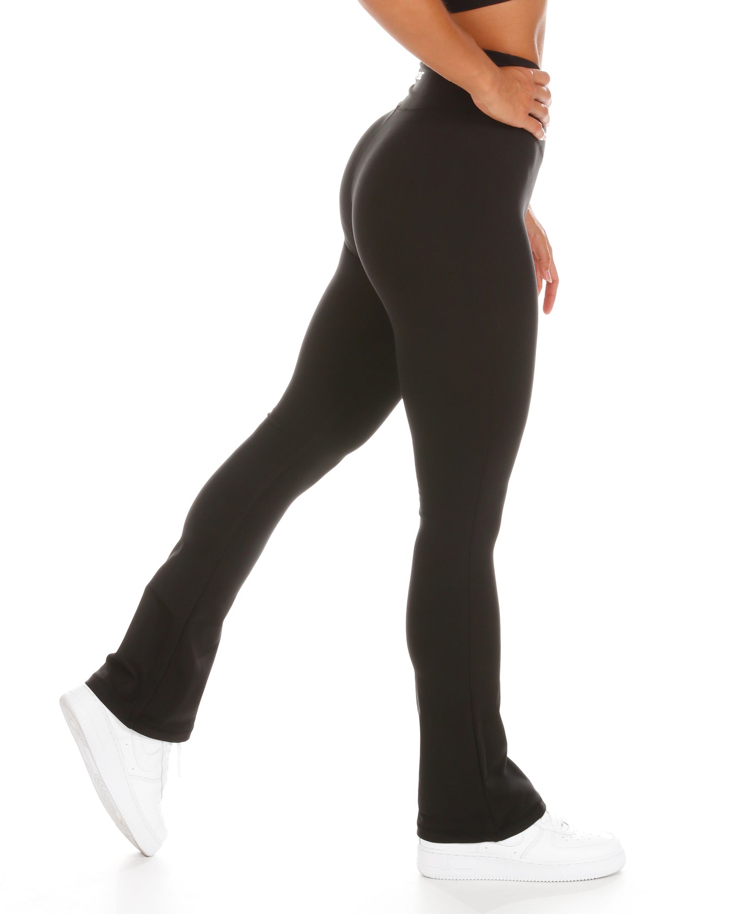 PEASKJP Ankle Leggings for Women V Cross Waist Bell Bottom Yoga Pants,  Black XXL 