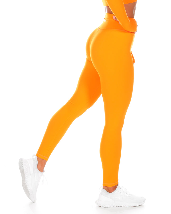 Cross Over Leggings - Bright Orange