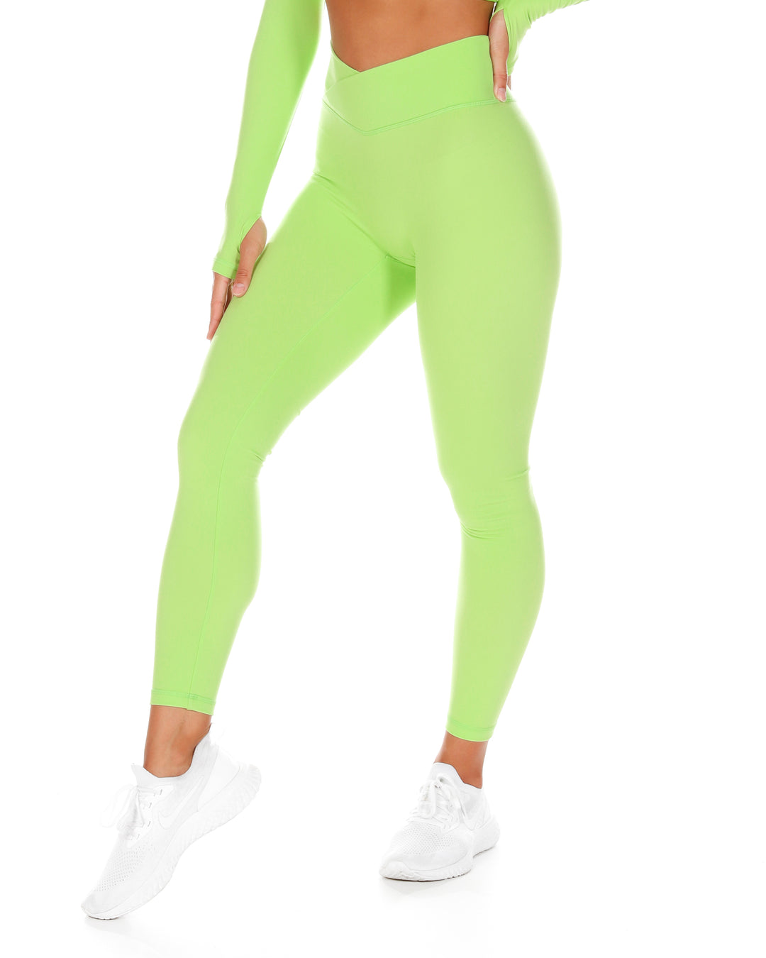 Cross Over Leggings - Lime