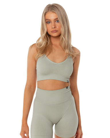 Ribbed Seamless Strappy Bra - Pastel Grey – Elite Eleven